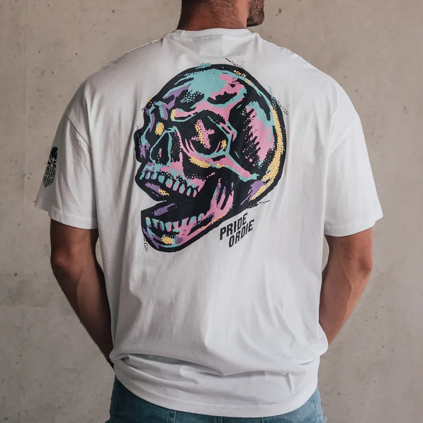 Męska koszulka PRiDEorDiE Oversize – FUNKY SKULL - Wielkość: L