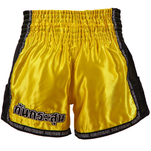 Muay Thai Pantaloni scurți REVGEAR Legends Valhalla - galben/negru - Mărime: XXS