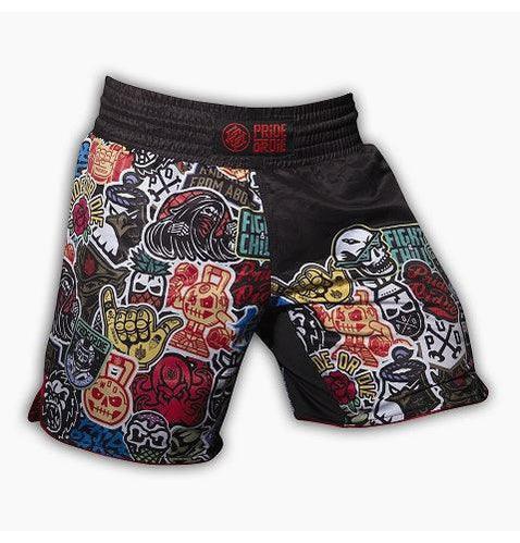 MMA rövidnadrág PRiDEorDiE Stickers - Méret: XL
