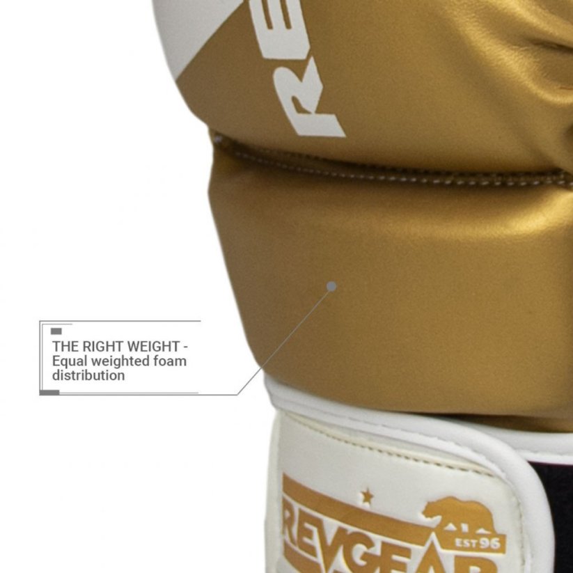 MMA sparingové rukavice REVGEAR Pinnacle P4 - bílá/zlatá - Velikost: M