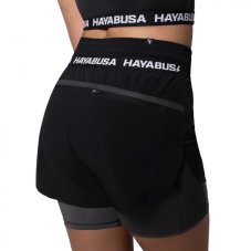 Hayabusa Mid Rise Damen 2-in-1 Shorts – Schwarz