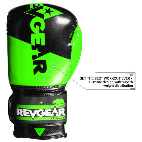 Boxerské rukavice REVGEAR Pinnacle – čierna/lime - Hmotnosť rukavíc v Oz: 14oz