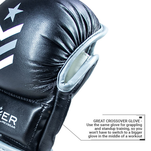 MMA kesztyű REVGEAR Premier Deluxe - fekete/szürke - Méret: L