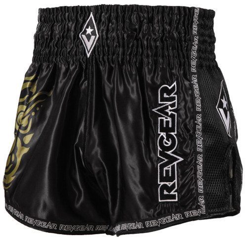 Muay Thai Pantaloni scurți REVGEAR Legends Demon - Negru/Auriu - Mărime: L