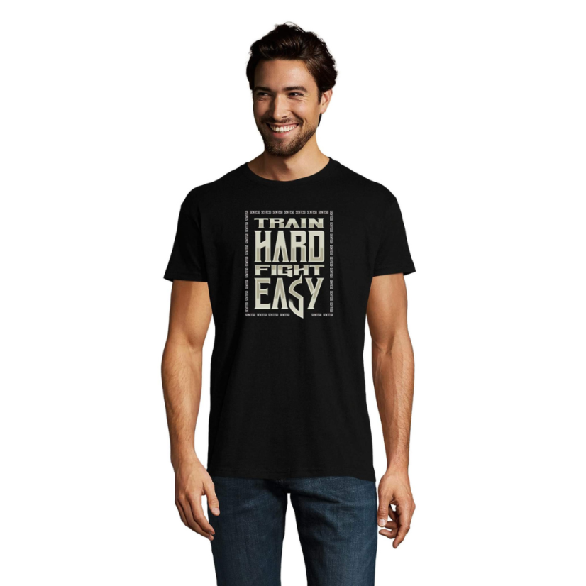 Férfi póló Senteso Train Hard Fight Easy - Méret: M, Színes: Fekete