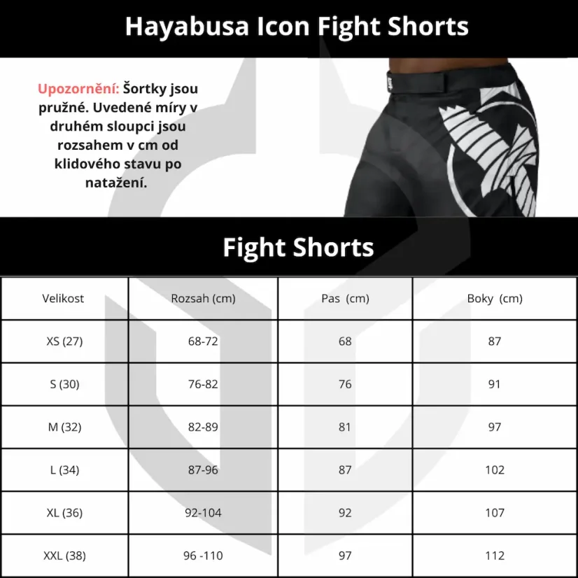 Kraťasy Hayabusa HEX Fight Mid Lenght - černá - Velikost: XL