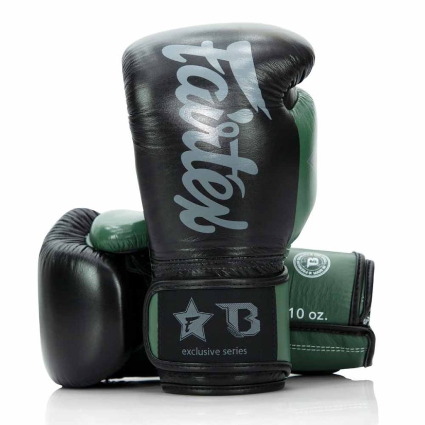 Boxing gloves Fairtex - Booster FXB BG V2 - black/green - Weight of gloves: 10oz