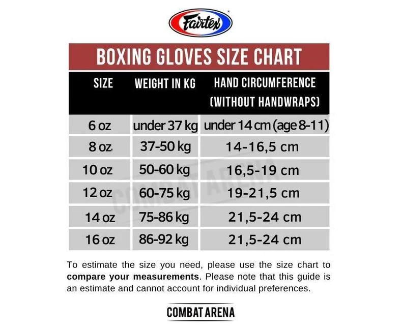 Mănuși de box Fairtex Breathable BGV1BR - roșii - Greutatea mănușilor în Oz: 16oz