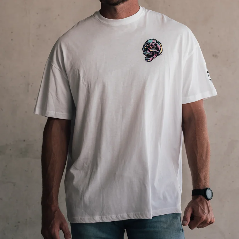 Męska koszulka PRiDEorDiE Oversize – FUNKY SKULL - Wielkość: L