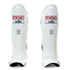 YOKKAO Matrix Professional Leather Muay Thai Shin Guards - White