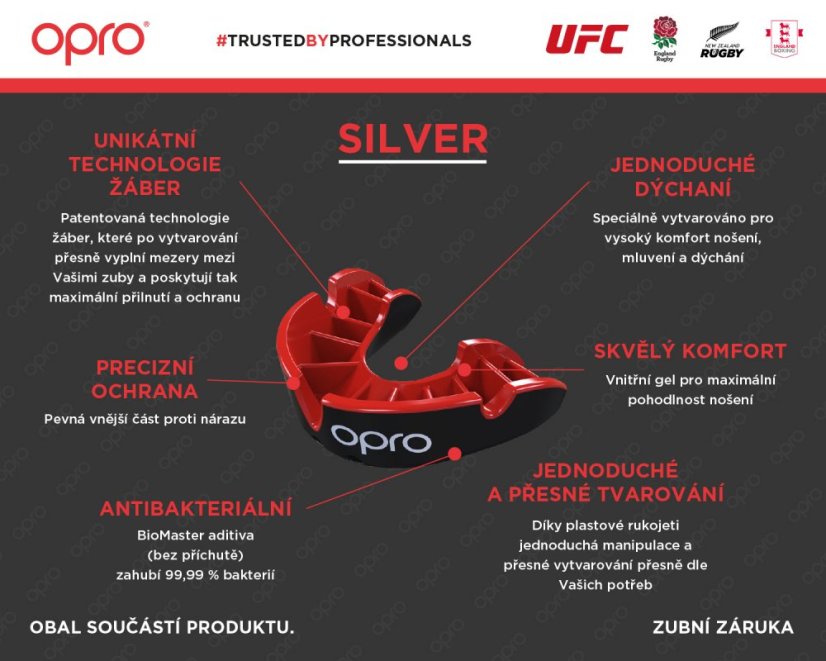 Chránič zubů Opro Silver Senior - červená/černá