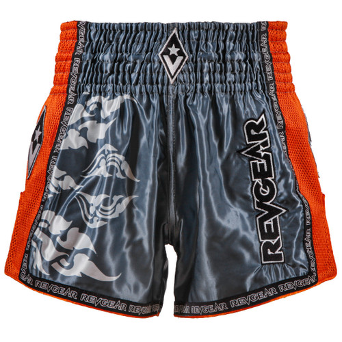 Muay Thai rövidnadrág REVGEAR Legends Spirit - szürke/narancs