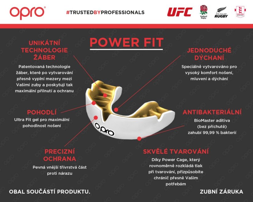 Chránič zubů Opro Instant Custom Fit UFC Senior - Černá/sříbrná