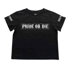 PRiDEorDiE Fight Club Damen Crop T-Shirt – Schwarz