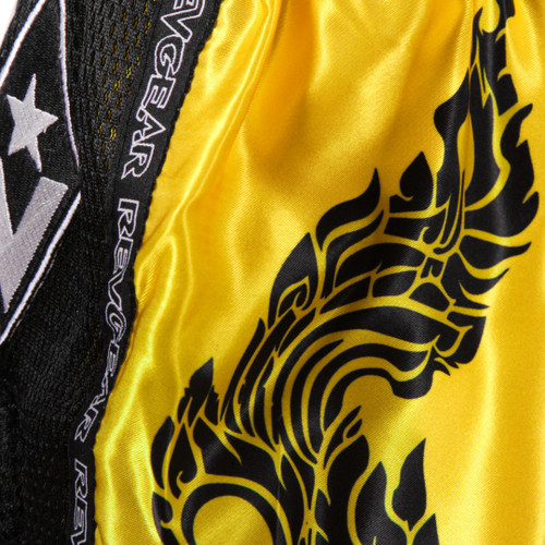 Muay Thai Pantaloni scurți REVGEAR Legends Valhalla - galben/negru - Mărime: XXS
