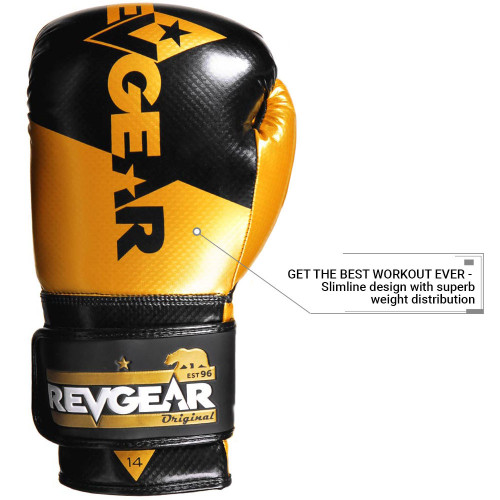 Mănuși de box REVGEAR Pinnacle - negru/auriu - Greutatea mănușilor în Oz: 10oz