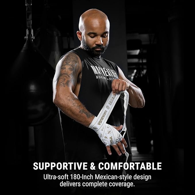 Boxerské bandáže Hayabusa Mayweather - 180" Stretch - Barva: Bílá