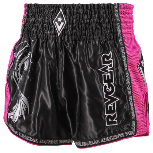 Muay Thai Pantaloni scurți REVGEAR Legends Koi - Negru/Roz - Mărime: XL