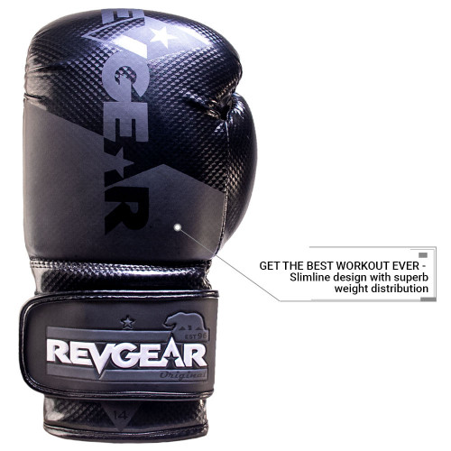 Mănuși de box REVGEAR Pinnacle - negru/gri - Greutatea mănușilor în Oz: 14oz