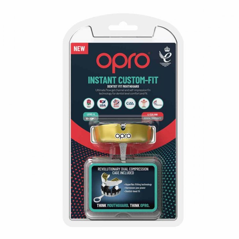 Ochraniacz na zęby Opro Instant Custom Fit dla seniorów - złoty/biały