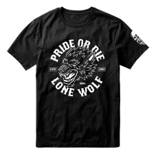 PRiDEorDiE Lone Wolf Herren T-Shirt – Schwarz