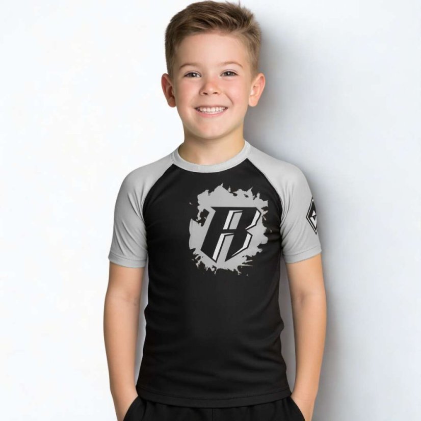 REVGEAR Kurzarm-Rashguard für Kinder (Kompressionsshirt) – Grau