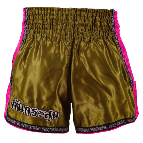 Muay Thai rövidnadrág REVGEAR Legends Spirit - arany/rózsaszín - Méret: XL