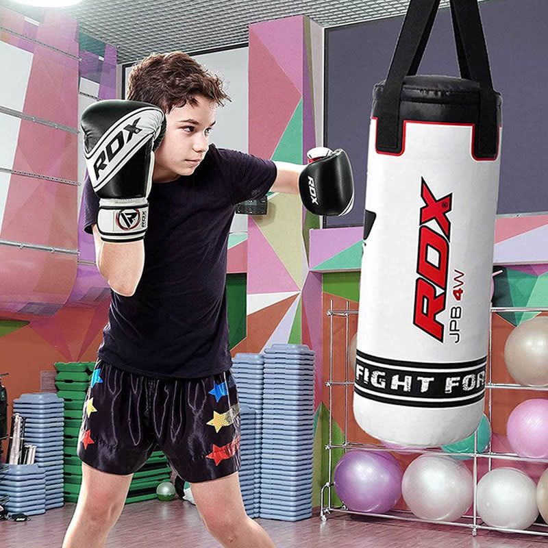 Dětské boxerské rukavice RDX JBG 4B - černá/bílá - Váha rukavic v Oz: 4oz