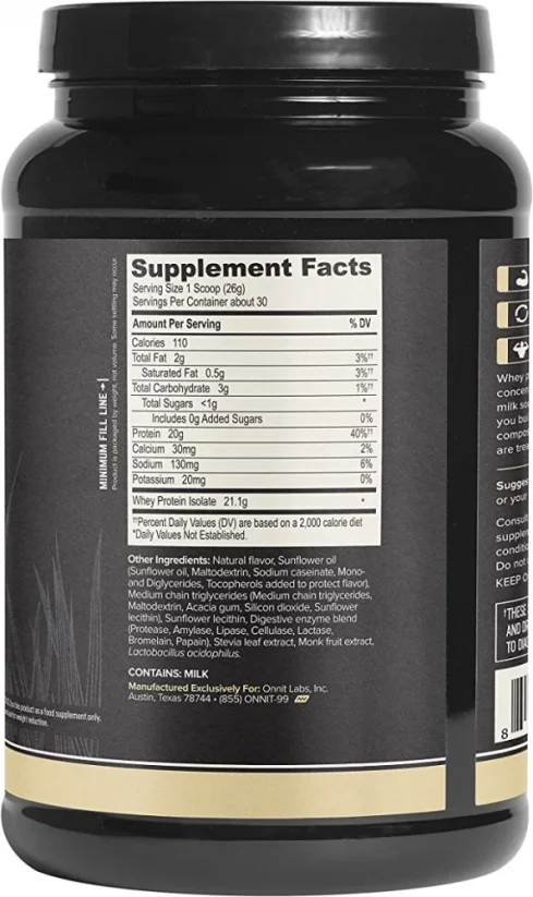 ONNIT Whey Isolate Protein Grass Fed