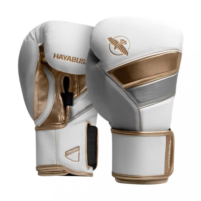 Hayabusa T3 boxing gloves - white/gold