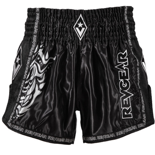 Muay Thai šortky REVGEAR Legends Demon - čierna/strieborná - Veľkosť: XL