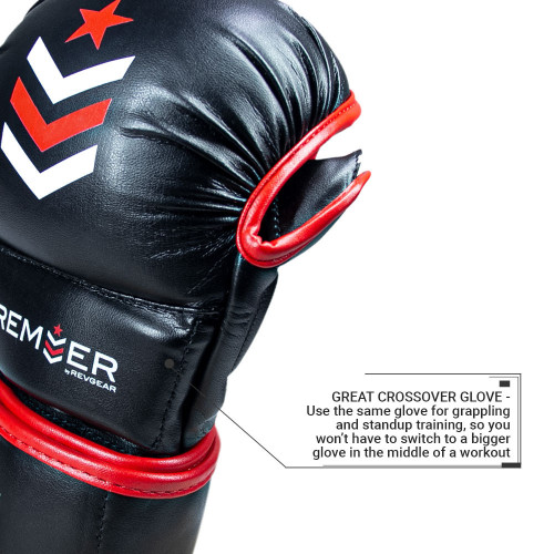 MMA kesztyű REVGEAR Premier Deluxe - fekete/piros - Méret: S
