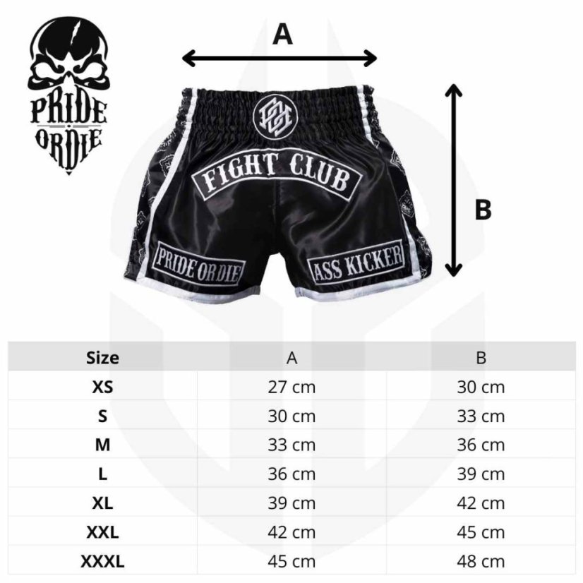 Muay Thai kraťasy PRiDEorDiE Fight Club - Velikost: L