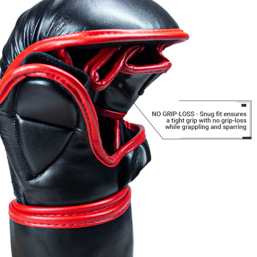 MMA rukavice REVGEAR Premier Deluxe - černá/červená - Velikost: M