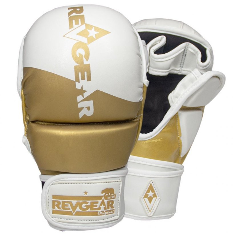MMA sparingové rukavice REVGEAR Pinnacle P4 - bílá/zlatá - Velikost: M