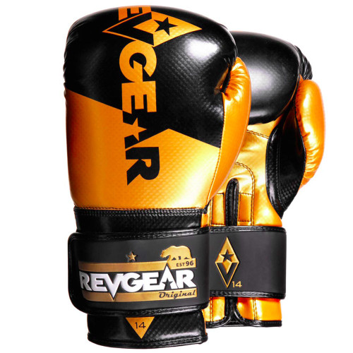 Mănuși de box REVGEAR Pinnacle - negru/auriu - Greutatea mănușilor în Oz: 16oz