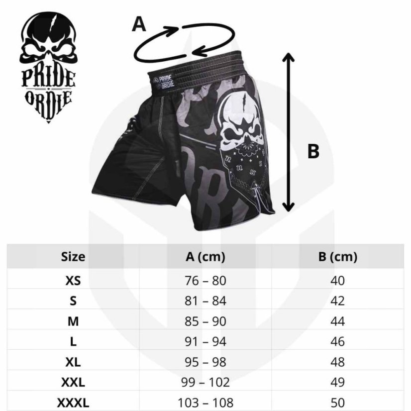 MMA kraťasy PRiDEorDiE Samurai - Velikost: 3XL