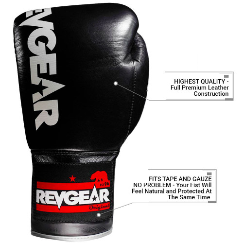 Mănuși de box profesionale REVGEAR F1 Competitor - negre - Greutatea mănușilor în Oz: 10oz
