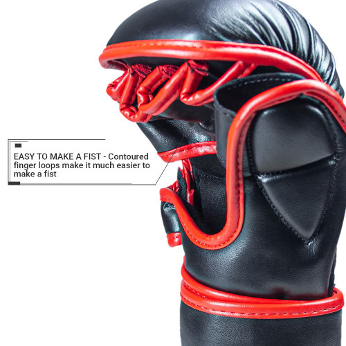 Mănuși MMA REVGEAR Premier Deluxe - negru/roșu - Mărime: M