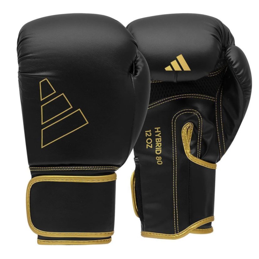 Adidas Hybrid 80 Boxing Gloves – Black/Gold - Weight of gloves: 14oz