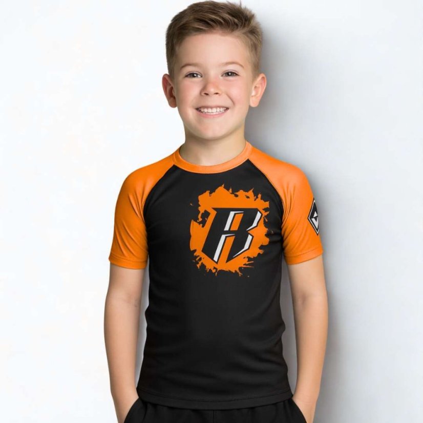 Rashguard dziecięcy REVGEAR z krótkim rękawem - pomarańczowy - Wielkość: Youth L