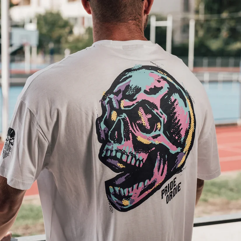 Męska koszulka PRiDEorDiE Oversize – FUNKY SKULL - Wielkość: L