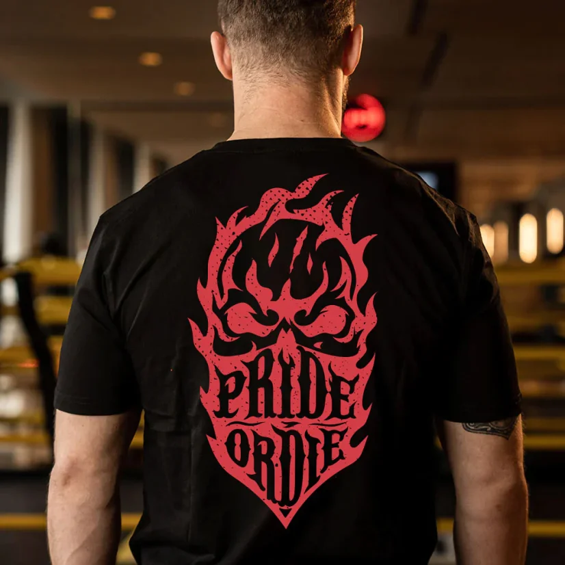 Men's T-shirt PRiDEorDiE Recless Flames - Size: L