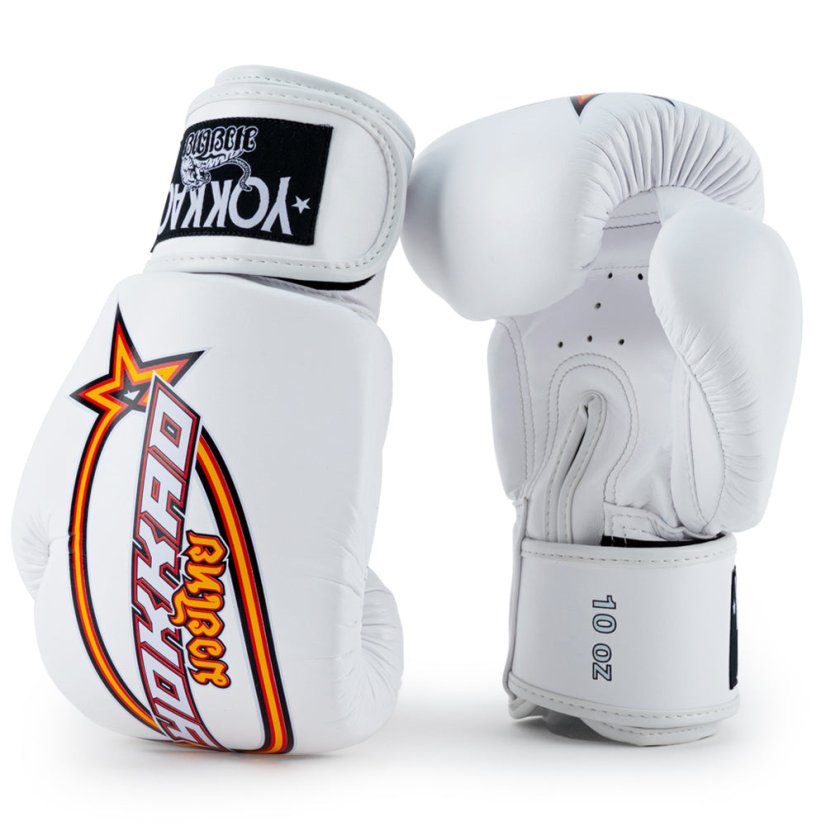 Mănuși de box YOKKAO Vertical - albe - Greutatea mănușilor în Oz: 16oz