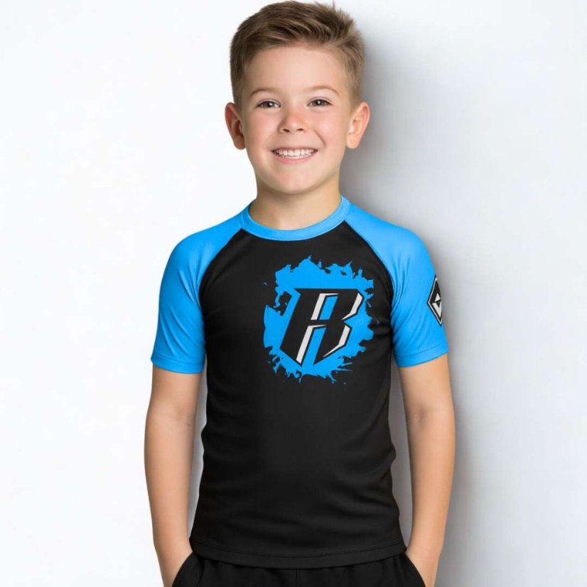 Detský Rashguard REVGEAR s krátkym rukávom - modrá - Veľkosť: Youth S