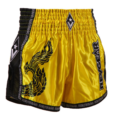 Muay Thai Pantaloni scurți REVGEAR Legends Valhalla - galben/negru - Mărime: XXS