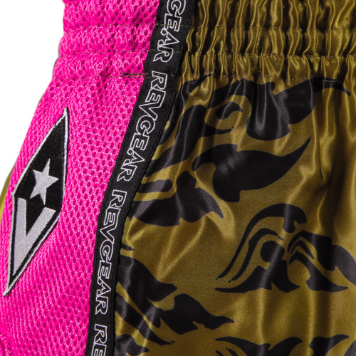 Muay Thai rövidnadrág REVGEAR Legends Spirit - arany/rózsaszín - Méret: XL