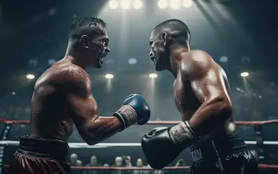Dva muži v boxují v ringu